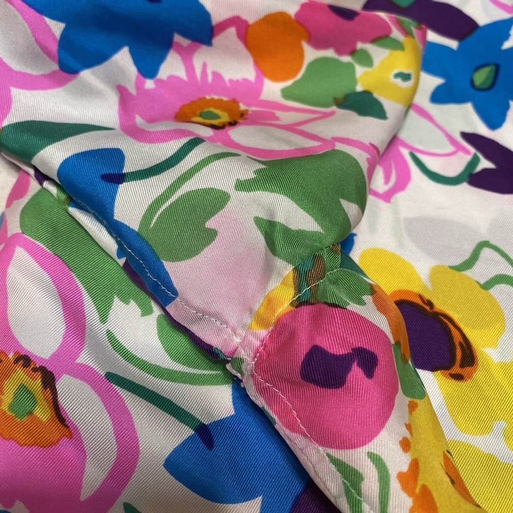 J Crew Collection Silk Blouse Shirt 10 Multicolor Floral Button Up Glam Cottage - Picture 10 of 10